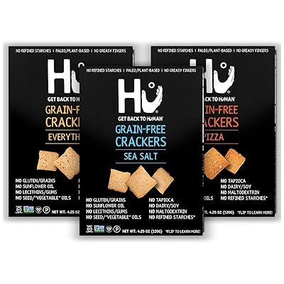 Hu Paleo Vegan Crackers | Variety 3 Pack | Keto Friendly, Gluten Free, Grain Free, Low Carb, No Added Oils, No Refined Starches