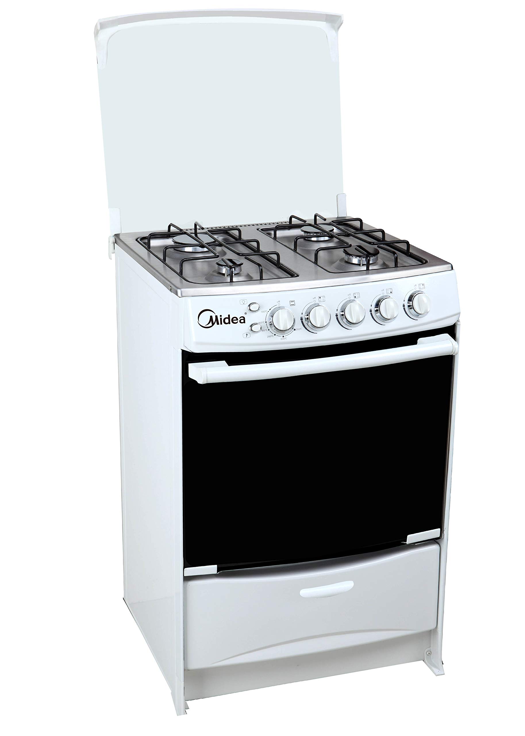 Midea 60x60 Cm 4 Burners Gas Cooker, White Hme62005ffd price in UAE