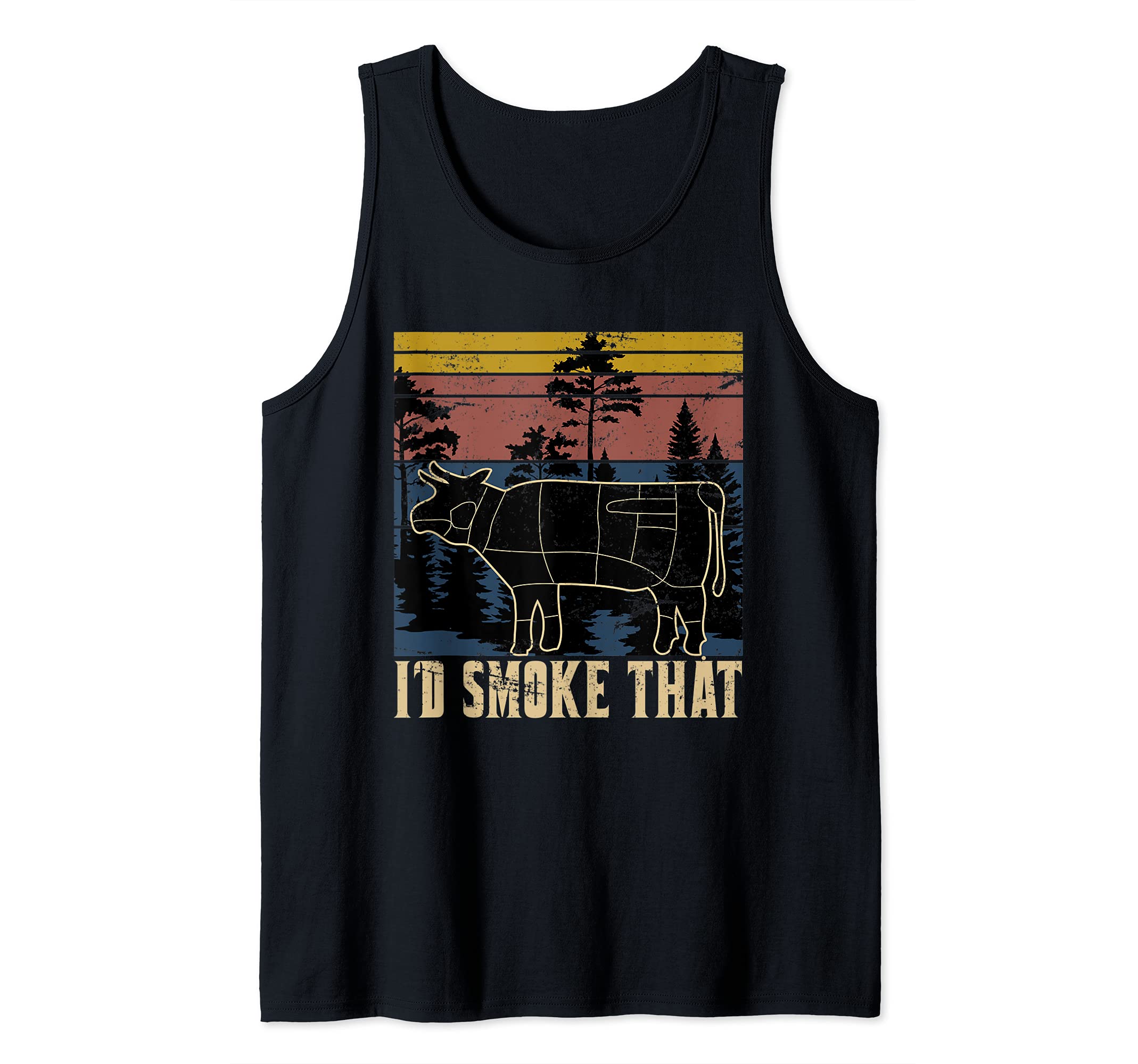 Funny Grilling Meat Smoked BBQ Steak Chef Retro Barbecue Tank Top