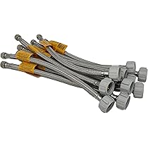 PROCURU WC-Anschluss-Schlauch – Edelstahl Geflochten, 50,8 Cm Länge, 3/8 Zoll Auf 7/8 Zoll, Bleifrei (10 Stück)