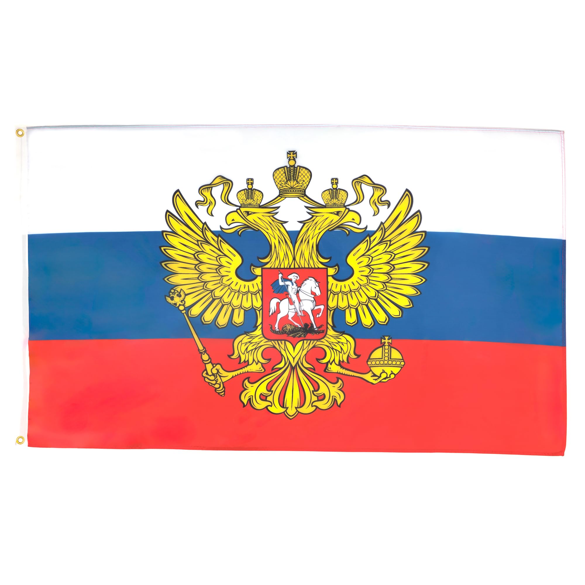 AZ FLAG - Russia With Eagle Flag - 3x5 Ft - Light Polyester Russian Coat Of Arms Banner with Two Brass Eyelets - Fade Resistant - Vivid Colors - 3' x 5' Feet - 150x90 Cm — image 1