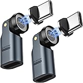 USB C Magnetic Adapter 240W (2Pack) - 9 PIN Magnetic Type-C Adaptor with 180° 360° Rotating, Right Angle USBC to USB C 90 Deg