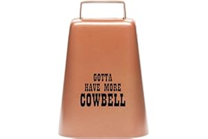 Bevin Bells Gotta Have More COWBELL (Large) Kentucky Cow Bell with Copper Color, Made from Steel, Loud Noise Makers with Handle, Cheer on or Wake up your Teenager, Made in CT, USA