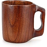 Handmade Wooden Mugs for Men Women 12 oz Unique Coffee Man Mug Gift Small Vintage Wood Tea Cup Rustic Wooden Beer Stein Mug Outdoor Camping Cool Drinking Viking Cup Unusual Fancy Coffee Mugs for Him