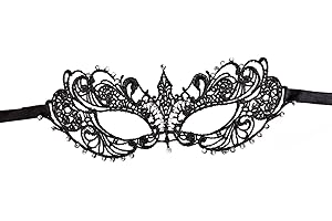 Alvogimor Women Lace Masquerade Mask, Costume Mask with Shiny Gemstone Decor for Halloween,Christmas Proms, Mardi Gras