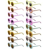 Dunzy 16 Pairs Kids Sunglasses Cute Round Flower Sunglasses Groovy Party Favors for Toddler Girls Boys Beach Party, Aged 3-10