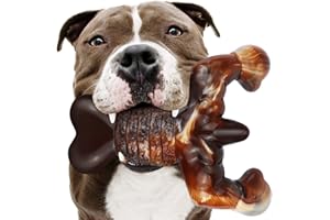 MOXIKIA Dog Chew Toys for Aggressive Chewers Almost Indestructible Dog Toys,Bacon Flavor,Tough Dog Bone Toys for Medium/Large Breed Dogs,Best Chew Toys to Keep Them Busy