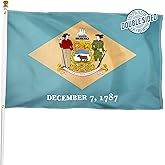 XIFAN Double Sided Delaware State Flag 3x5 ft, Heavy Duty 3 Ply Durable Polyester, DE Flag with Vibrant Print/4 Rows Hemming/Brass Grommets for Indoor Outdoor Decor