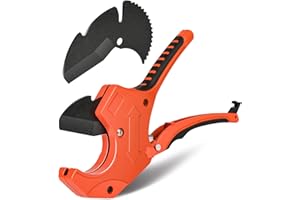Allmake PVC Pipe Cutter with Replacement Blade, Cuts up to 2-1/2”, Heavy Duty Aluminum Ratcheting PVC Cutter Tool for Cutting PVC CPVC PP PEX PPR PE Plastic Pipe Cutter Hose Tube Exhaust Pipe Cutter