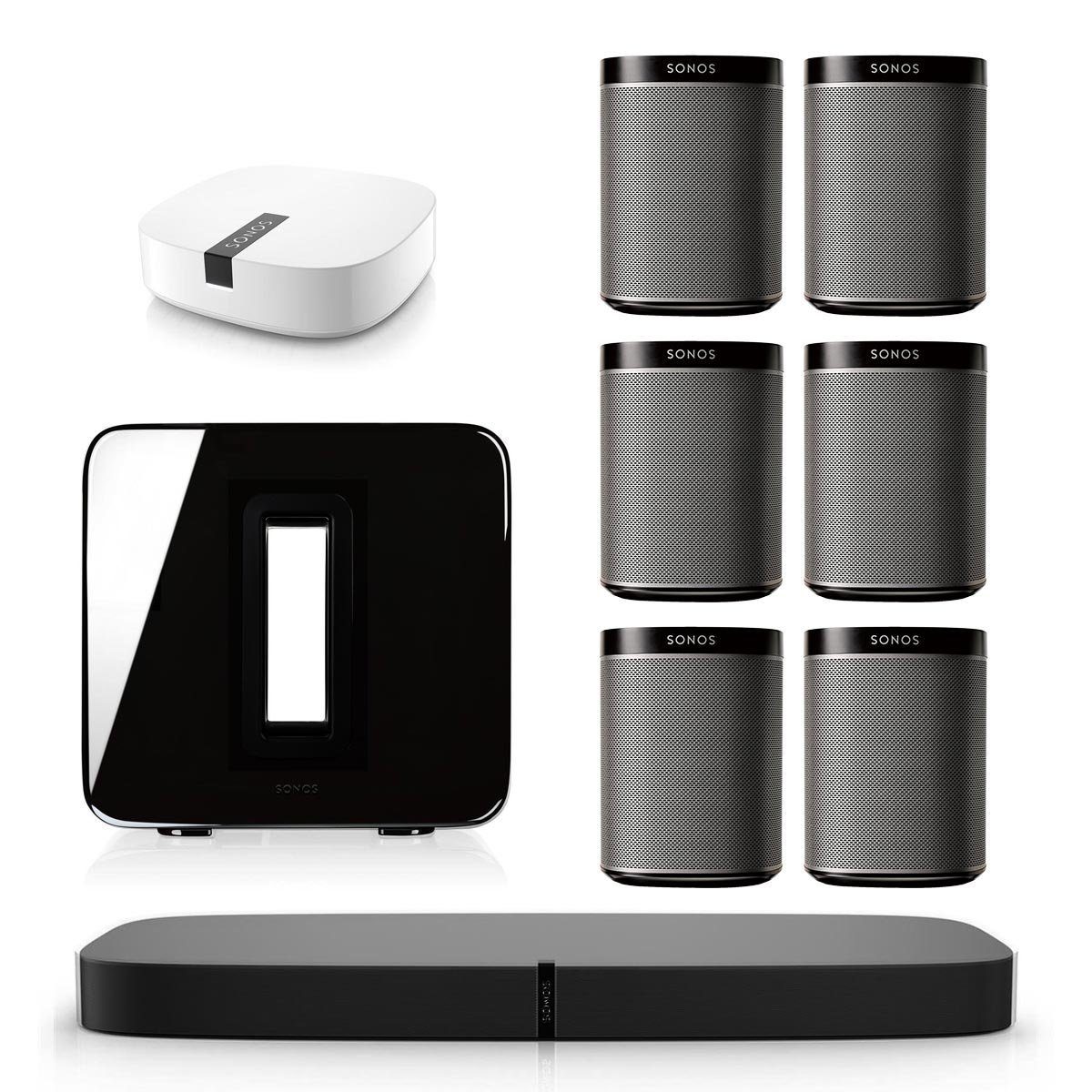 Sonos PLAYBASE MultiRoom Whole House Home Theater System with PLAY1