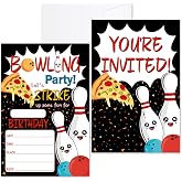 Bowling Birthday Invites Cards For Boys Girls, Let's Strike Up Some Fun Birthday Party Invitations For Kids, 20 Birthday Invitation Cards With Envelopes, Bowling Birthday Party Decorations - Ty03