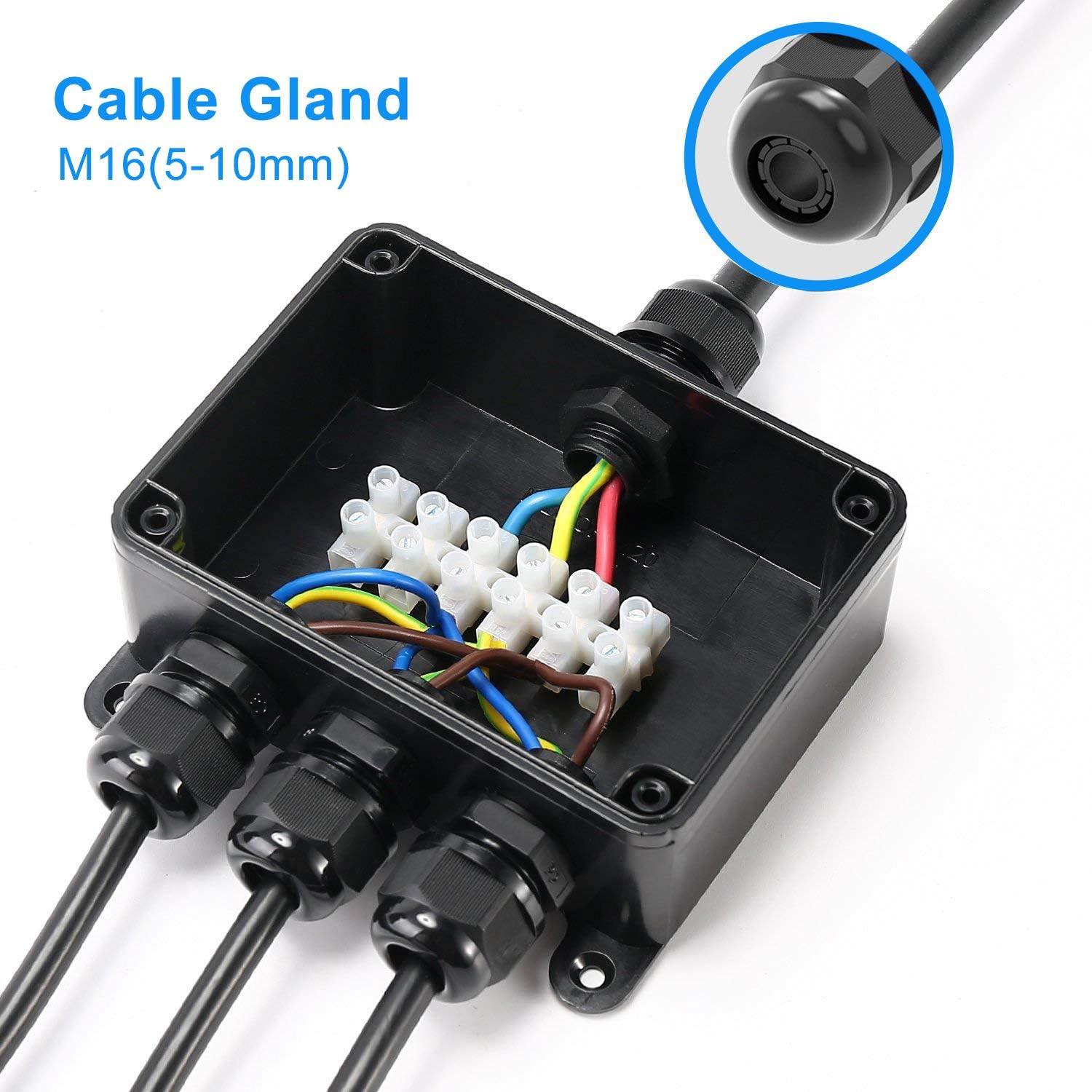 Junction Box, IP68/IP66 Waterpoof Outdoor Cable Connector, Weatherproof ...