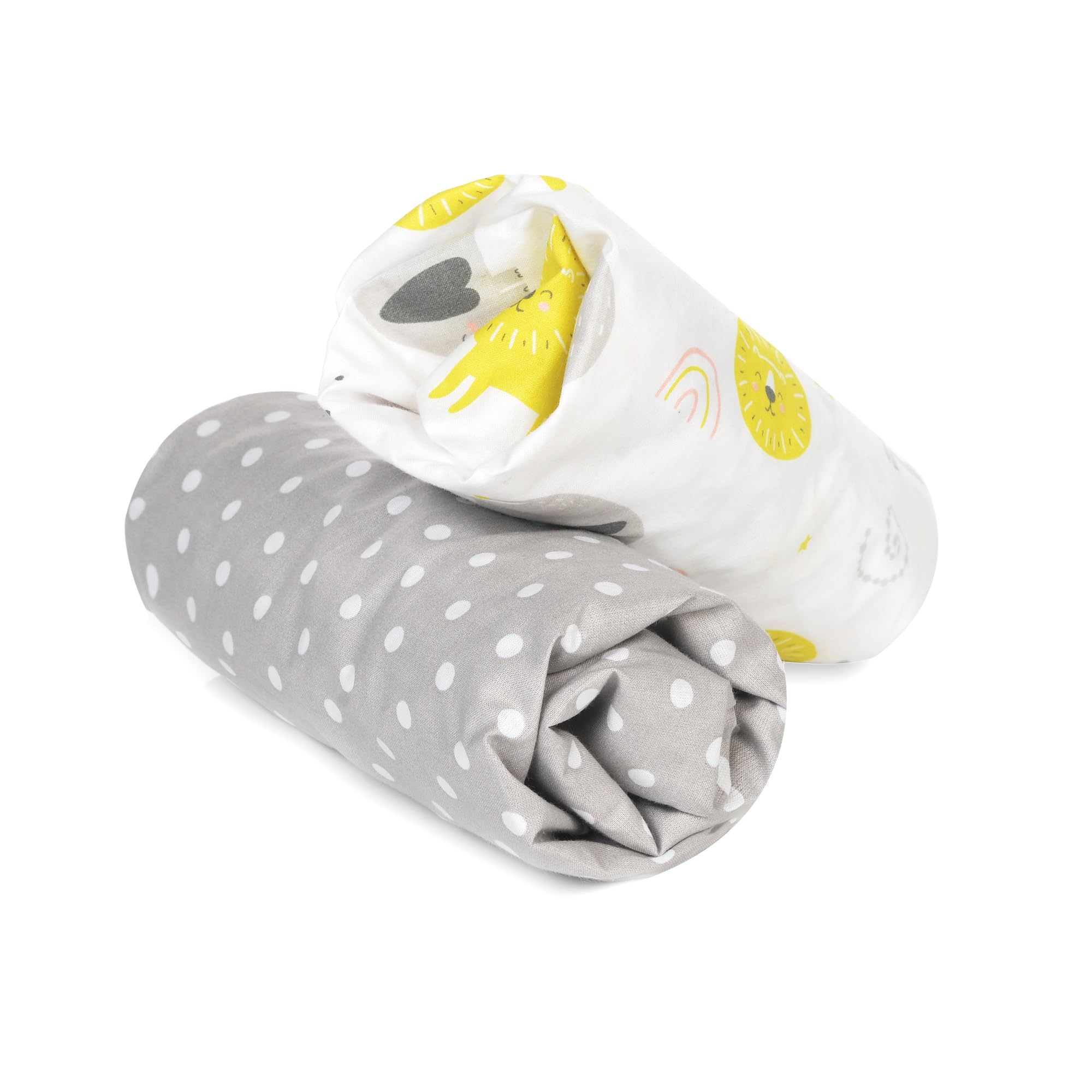 Flyideas 2-Piece Bedding Set for Cots and Cribs – 2 Cotton Fitted Sheets, 140x70 cm – Hypoallergenic, Soft, Breathable Baby Cot Sheets