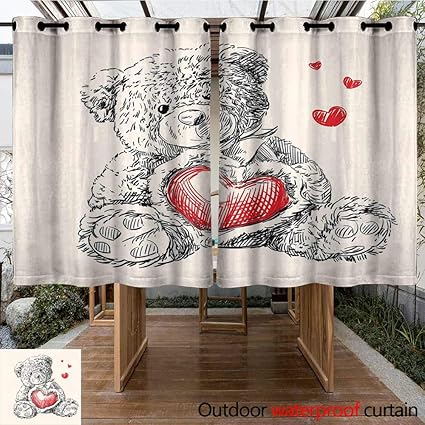Amazon Com Onefzc Curtains For Living Room Doodle Detailed Teddy