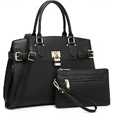 Women Handbags and Purses Fashion Satchel Work Tote Bags Top Handle Shoulder Purses with Matching Wristlet