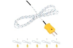 BlueStars Pack of 5 Temperature Probe for TM902C Yellow or Orange Temperature Measuring Line 2m/78.74in Long - Measure Range -50°C to 400°C Used for K-Type Mini-Connector