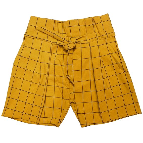 self tie waist frill trim shorts