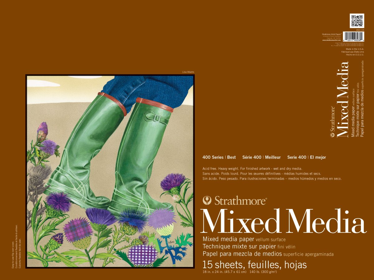 Strathmore Mixed Media Vellum Paper Pad 18 x 24-inch, 15 Sheets, White, 18"x24"