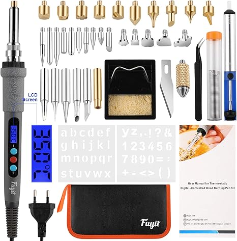 Pirograbador de Madera con LCD, Fuyit 42pcs Kit Electrodos