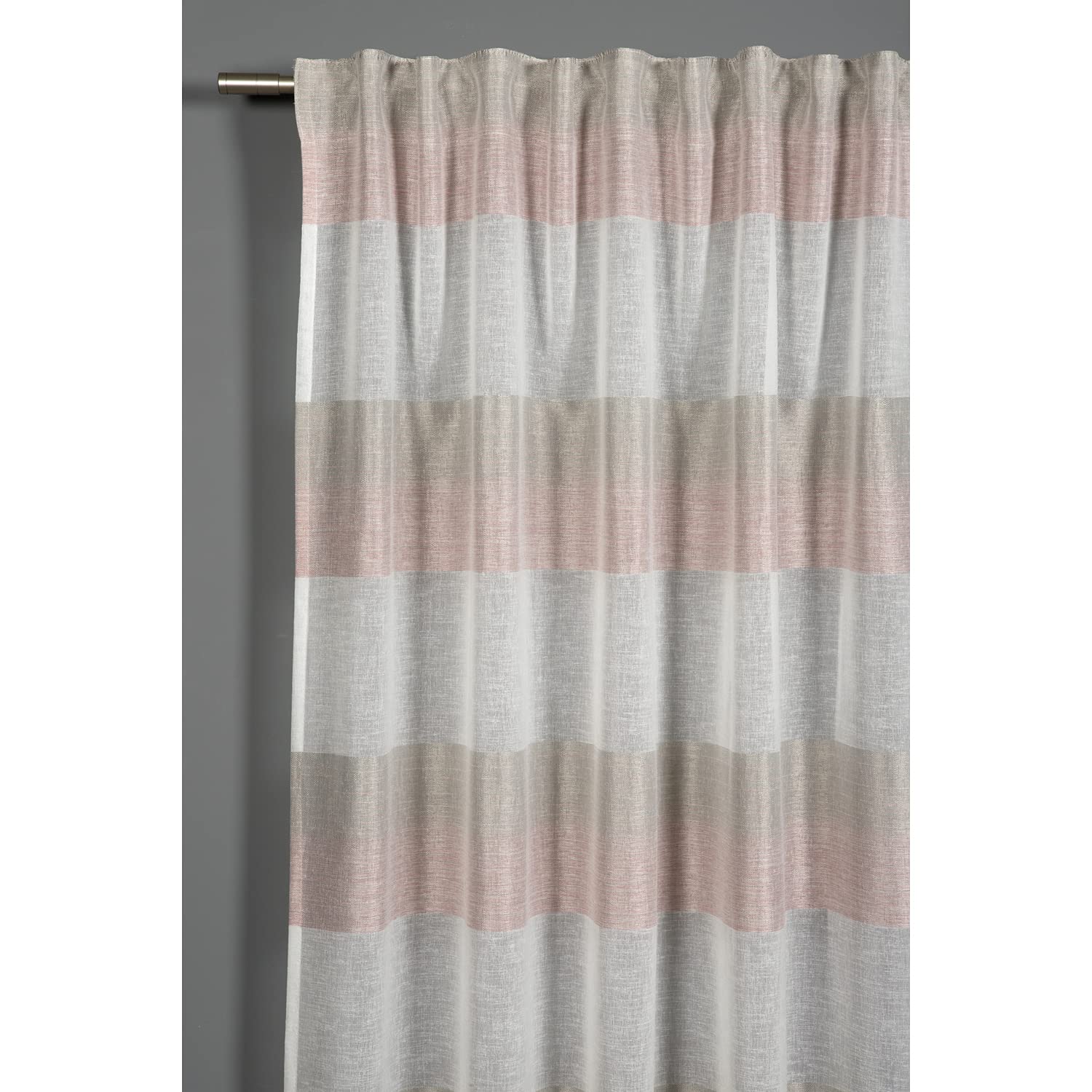 GARDINIA Curtain with Hidden Tabs and Tape Top Opaque Translucent Curtain Etamine Dusky Pink 140 x 175 cm