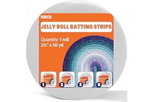 VONEEDL Jelly Roll Batting Strip – 2 1/4 Inch x 50 Yards Cotton Blend Batting Roll for Jelly Roll Rugs, Throw Rugs, Quilting, Sewing Projects, Braided Rugs, 1 Roll, 1mm Thick