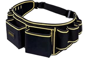 FASTECH Tool Belt for Electrician, Carpenter, Construction Worker-Adjustable Utility Tool Belt,Waist Pouch, Bag Lid, Hammer Holder-Rope Belt, Garden Apron