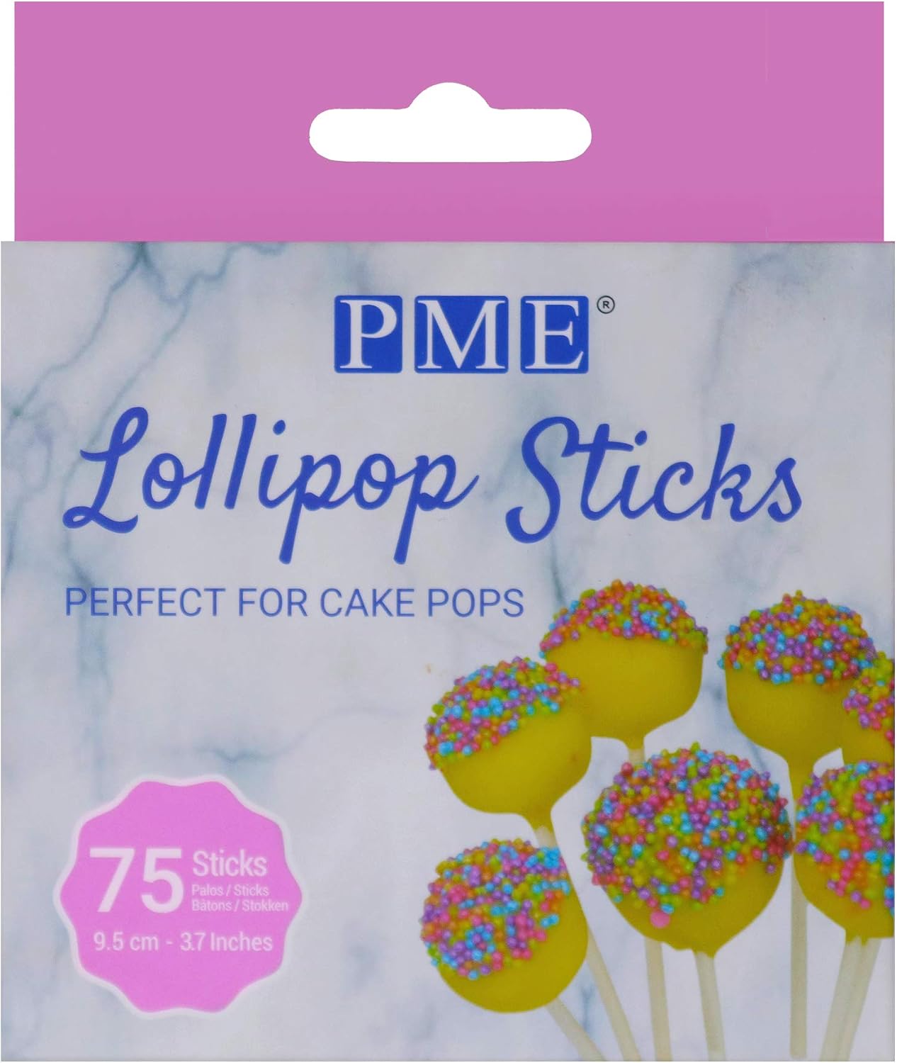 PME LS170 Lollipop Sticks 9.5 cm (3.7 in), 75-Pack, White
