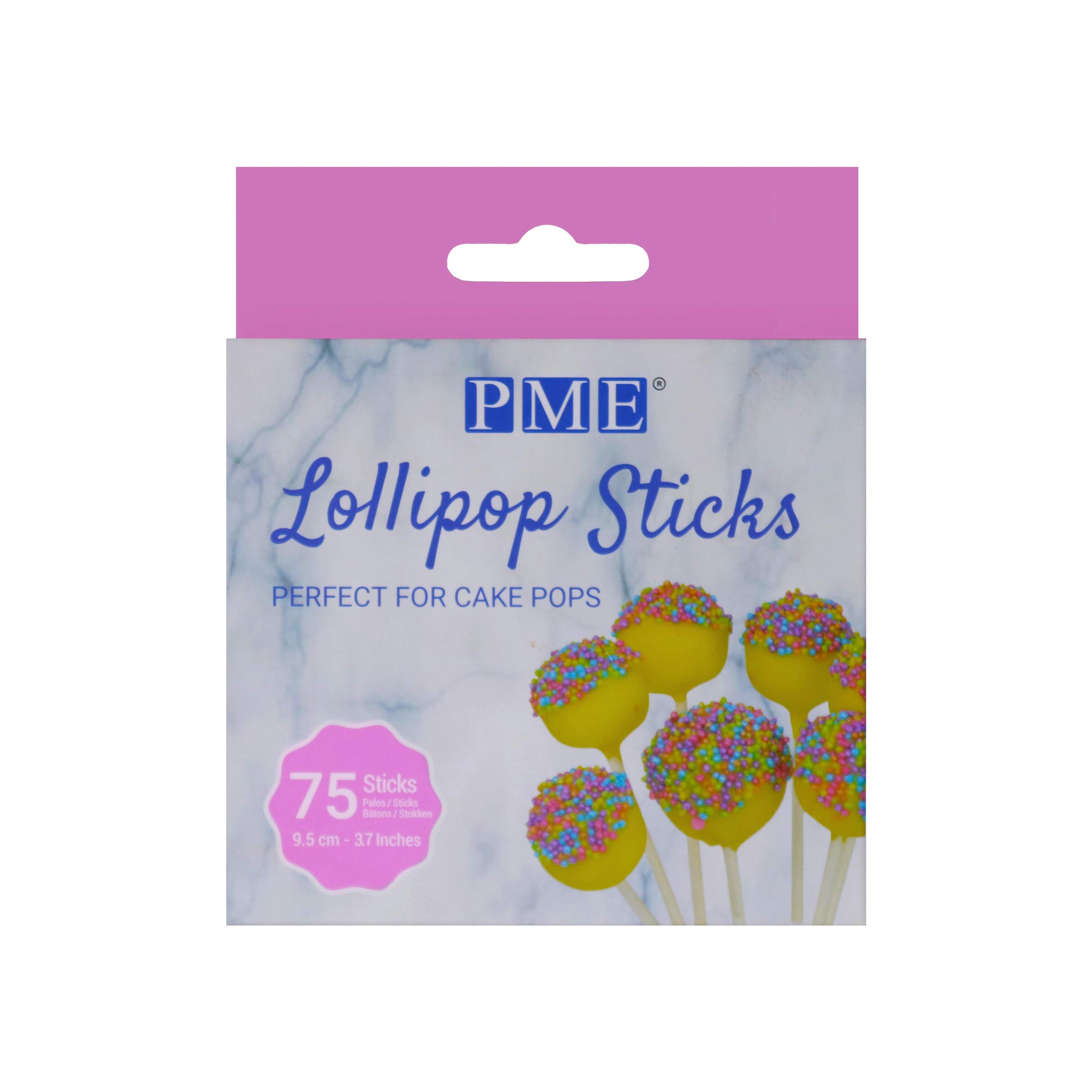 PME LS170 Lollipop Sticks 9.5 cm (3.7 in), 75-Pack, White