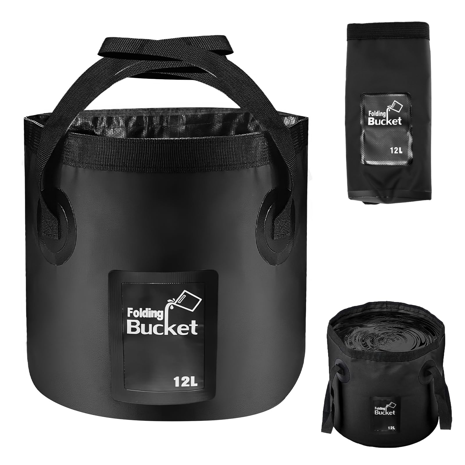 EASONGEE 12L Folding Water Bucket, Portable Collapsible Bucket for Outdoor Sports, Camping, Picnic, Fishing, Hiking, Boating