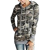Barlver Women's Casual Hoodies Long Sleeve Sweatshirts Cowl Neck Drawstring Hooded Pullover Top with Pockets