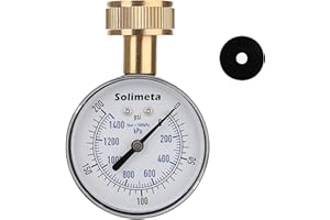 Solimeta 2-1/2" Water Pressure Test Gauge, 0-200 psi/kpa, 3/4" Female Hose Thread