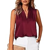 BTFBM Tank Top for Women 2026 Summer Spring Silk Satin V Neck Pleated Sleeveless Work Blouses Business Casual Outfits