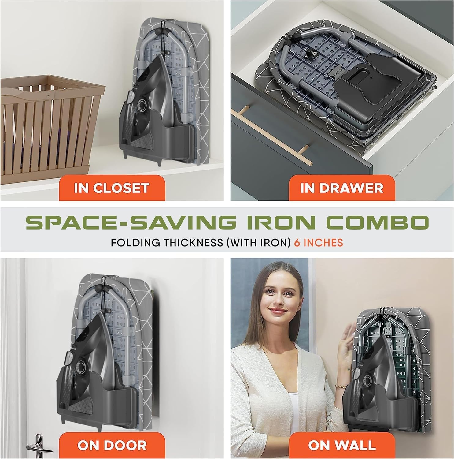 XABITAT Iron and Ironing Board Set | Foldable Table Top Ironing Board W/Steam Iron | Portable Space Saving Combo for Mini Laundry Room | 1500W Steam Iron | Anti Drip | Thermal Protection Technology