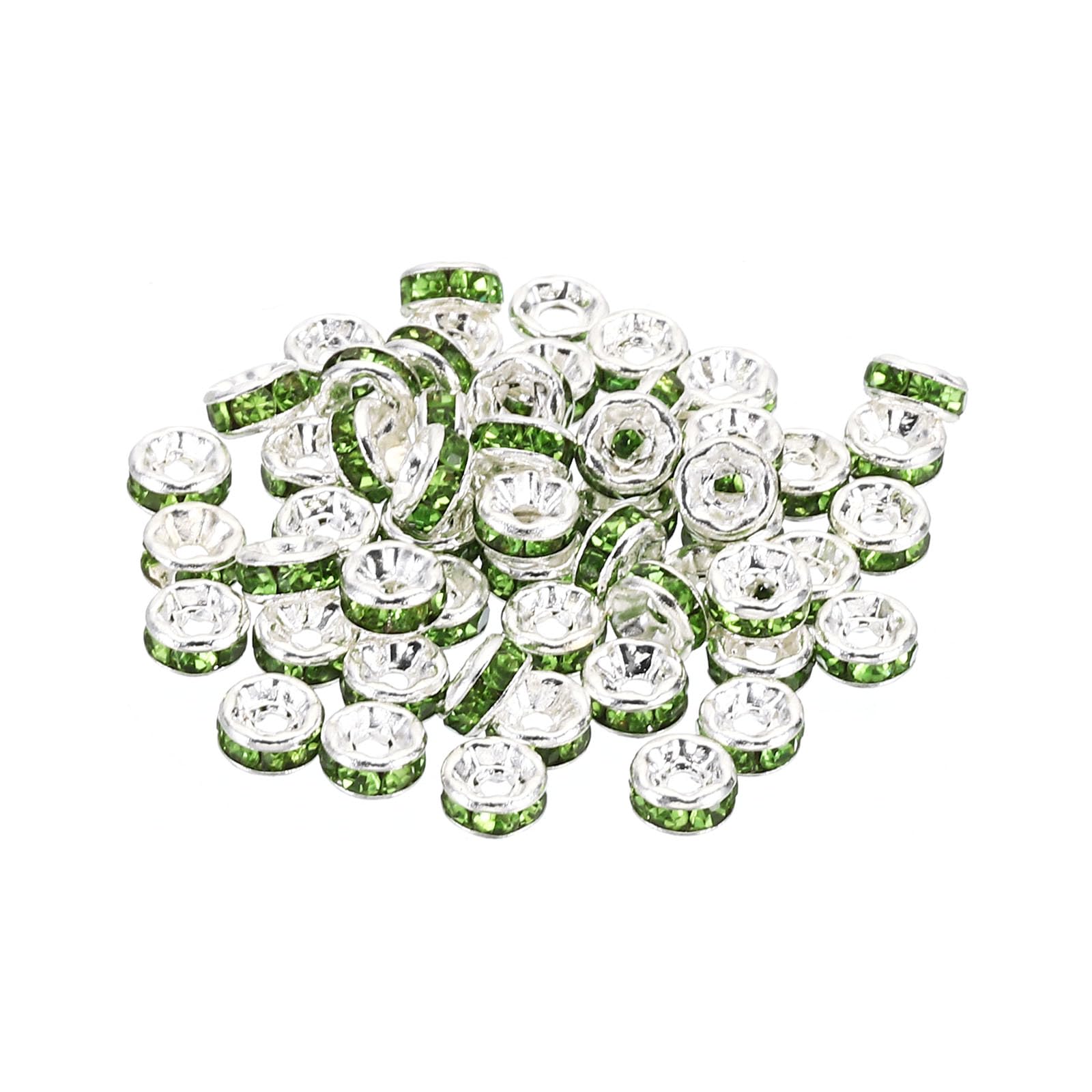 PATIKIL 4mm Spacer Beads, 100pcs Bead Spacers Rondelle Spacer Beads Rhinestone Small Round Bulk Glass Beads Crystal for Making DIY, Green