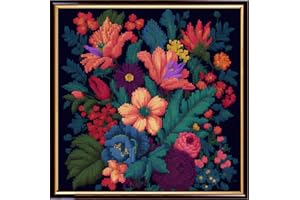 Findvoor Stamped Cross Stitch Kits for Beginners Full Range of Cross Stitching Embroidery Pattern for Kids or Adults, 11CT DIY Needlepoint Embroidery Starter Kits-Colorful Flowers 17.7x17.7 inch