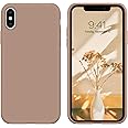 GUAGUA Compatible with iPhone Xs/X Case 5.8 Inch Liquid Silicone Soft Gel Rubber Slim Microfiber Lining Cushion Texture Cover Shockproof Protective Anti-Scratch Phone Cases for iPhone Xs/X Khaki