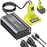 TANHEYIN 300W Power Inverter Compatible with Ryobi 18V Battery - DC 18V to AC 110V Battery Converter, Portable Power Station with PD 65W Type-C Fast Charging & 2 AC Outlet & 1 USB-A 18W Max