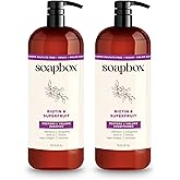 Soapbox Biotin &amp; Super Fruit Shampoo &amp; Conditioner Set for Volume, 1L | Volumizing Daily Shampoo/Conditioner - Strengthens Hair - Vegan &amp; Clean Ingredients - Paraben &amp; Sulfate Free