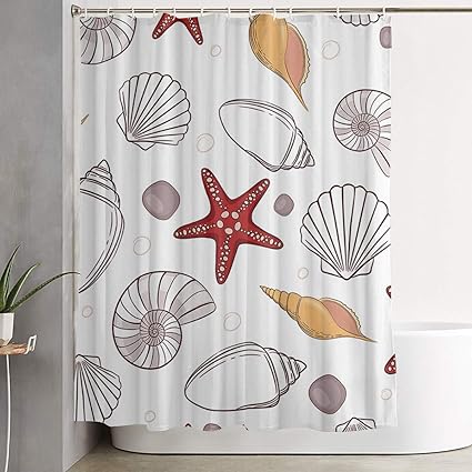 Amazon Co Jp カコイイヒトデと貝殻 シャワーカーテン カーテン