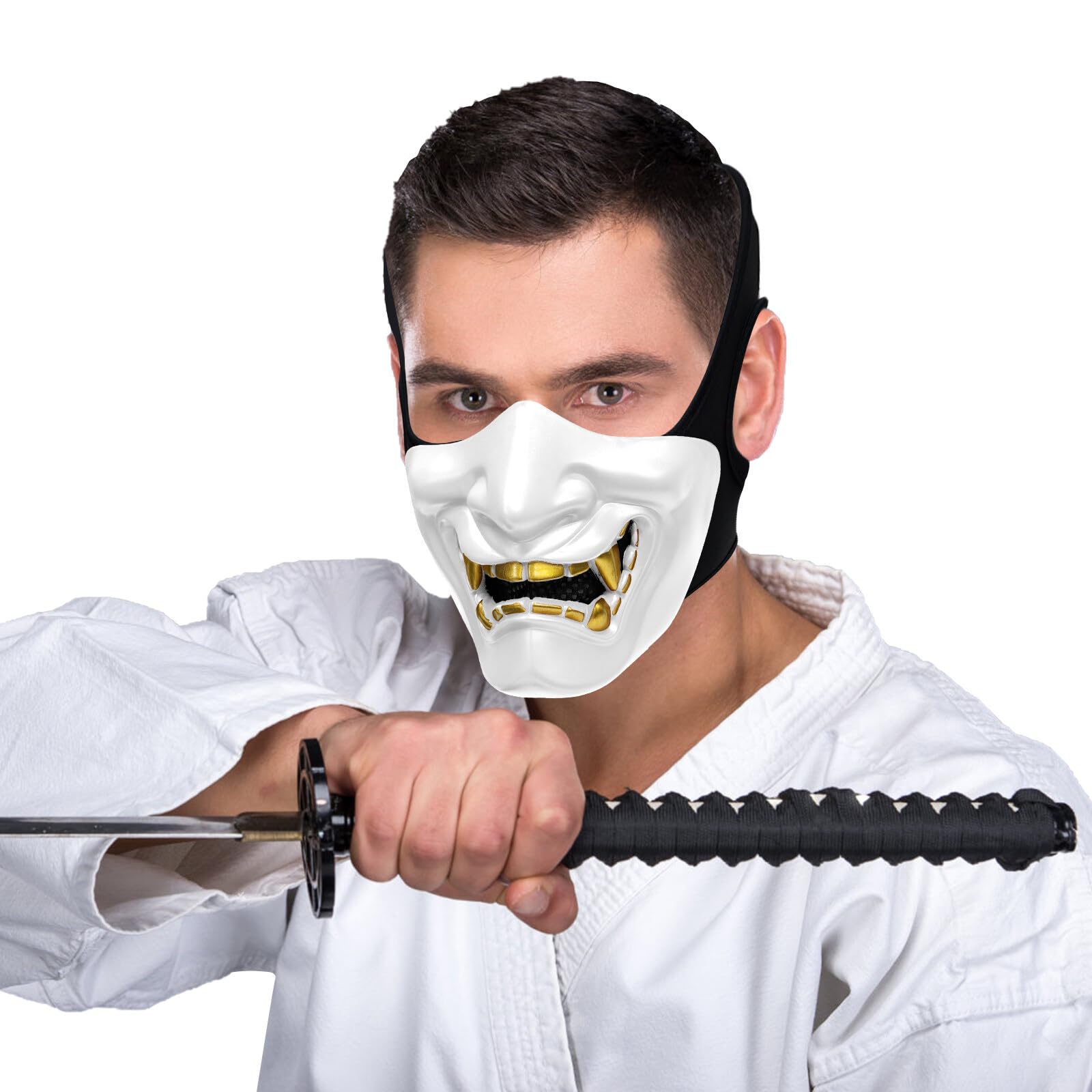 Tactical Half Face Mask,Airsoft Protective Mask for Halloween CS BB Gun Paintball Hunting Shooting Costume Party (White)