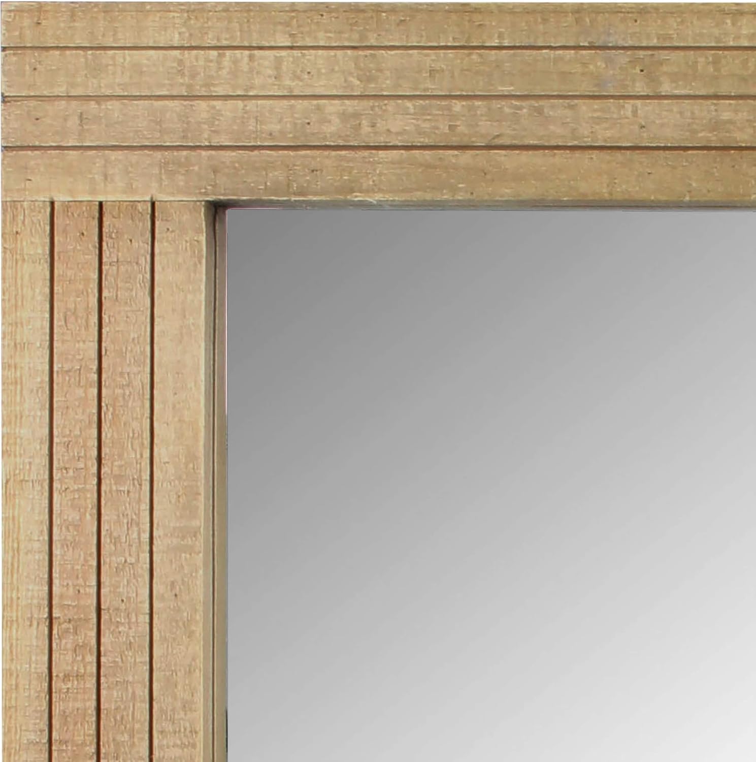 Stonebriar Rectangle Natural Wood Hanging Wall Mirror, Medium, Brown: Home & Kitchen