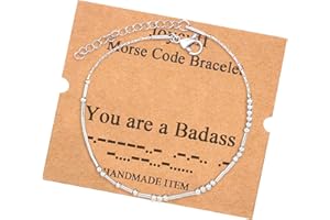 JoycuFF Inspirational 𝗠𝗼𝗿𝘀𝗲 𝗖𝗼𝗱𝗲 𝗕𝗿𝗮𝗰𝗲𝗹𝗲𝘁𝘀 𝗳𝗼𝗿 𝗪𝗼𝗺𝗲𝗻 Gold Silver Stainless Steel Beads Bracelets Encouragement Birthday Gifts for Her Daughter Sister Mom Best Friend