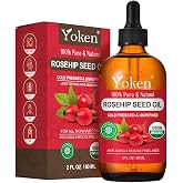 Yoken Organic Rosehip Seed Oil for Face, Pure Natural Cold Pressed, 2oz | A Fast Absorbing, Pure &amp; Organic Moisturizing Carrier Oil that Leaves Skin, Hair &amp; Nails with a Healthy, Natural Glow