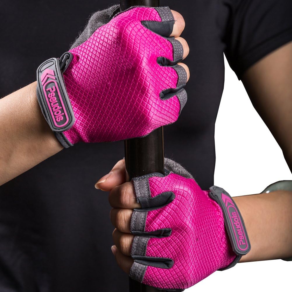 Pseudois Padded Anti-Slip Women’s Power Weight Lifting Gloves for Gym Workout, Crossfit, Weightlifting, Powerlifting, and Running—Pair