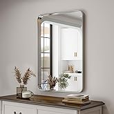 Easly Silver Bathroom Mirror for Wall, 30x22 Inch Rectangular Aluminum Alloy Framed Mirror, Modern Wall Mounted Vanity Mirror