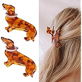 2 Pcs Dachshund Dog Hair Clips for Women - Acetate Non-Slip Claw Clips, Cute Pet Lover Gifts for Christmas & Birthday, Stylish Hair Accessories for Straight/Curly Hair
