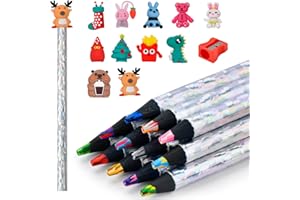 FILMHOO Stocking Stuffers for Kids Teen Girls: Art Supplies 12 Rainbow Colored Pencils With Cute Pencil Cap Sharpener,Drawing Pencils Arts And Crafts 8-12 Year Old Party Favors Boys Girl Gifts Trendy Stuff