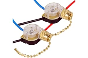 DAYONE Ceiling Fan Light Switch ZE-110 Zing Ear Fan Switch 3 Way Speed Fan Switch Ceiling Pull Chain Switch Replacement 2Pack (Brass)