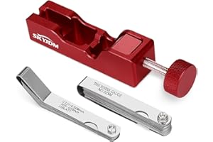 SKYJDM Universal Spark Plug Gap Tool with 32 Blades Feeler Gauge & 16 Blades Feeler Gauge for Setting Electrode Gap in 10mm 12mm 14mm 16mm Spark Plugs（Red）