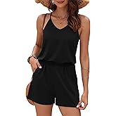 MISFAY Womens Summer Loose V Neck Spaghetti Strap Short Jumpsuit Rompers 2026